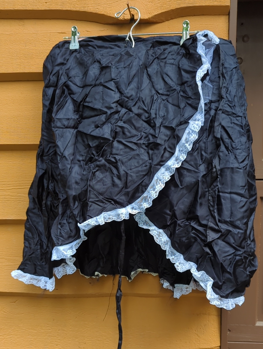 Halloween Costume. Homemade. Black Lace-Trim Ruffled Skirt